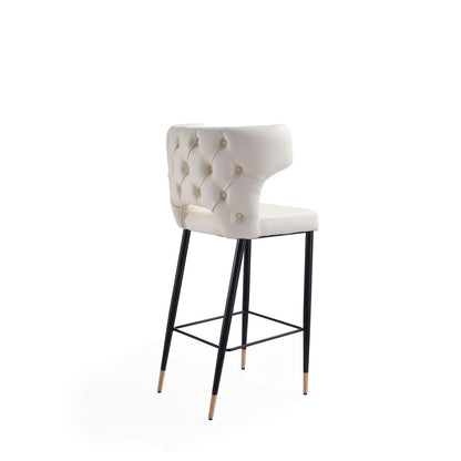 Manhattan Comfort Holguin 41.34 Wooden Barstool - Cream, Black &amp; Gold|Tabouret bar Holguin de Manhattan Comfort de 41,34 po en bois - crème, noir et doré