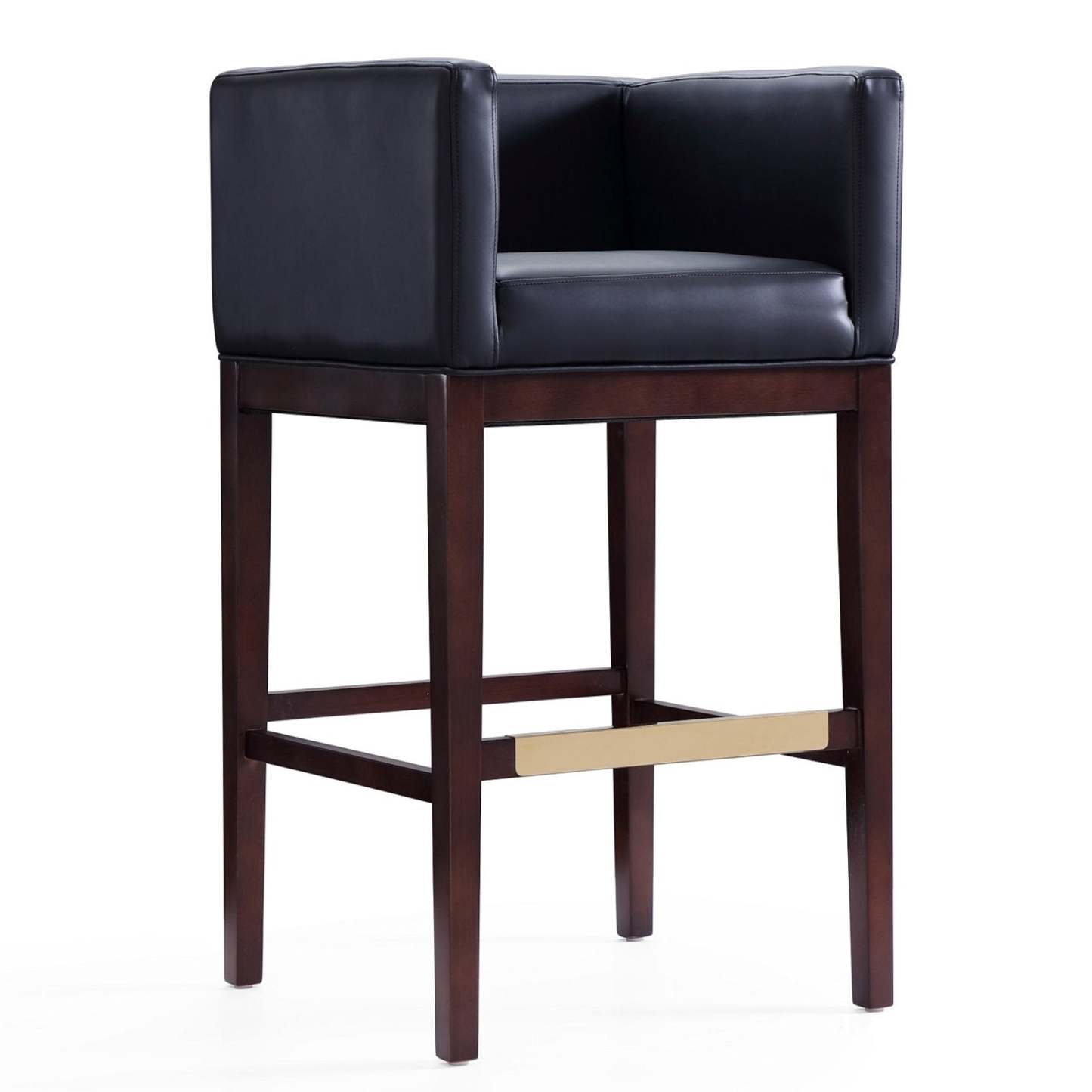 Manhattan Comfort Kingsley 38 Beech Wood Barstool - Black &amp; Dark Walnut|Tabouret bar Kingsley de Manhattan Comfort de 38 po en hêtre - noir et noyer foncé