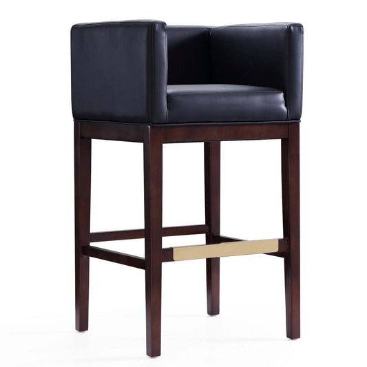 Manhattan Comfort Kingsley 38 Beech Wood Barstool - Black &amp; Dark Walnut|Tabouret bar Kingsley de Manhattan Comfort de 38 po en hêtre - noir et noyer foncé