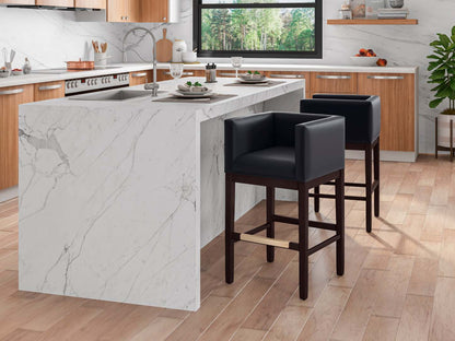 Manhattan Comfort Kingsley 34 Beech Wood Counter Height Barstool - Black &amp; Dark Walnut|Tabouret bar Kingsley de Manhattan Comfort de hauteur comptoir de 34 po en hêtre - noir et noyer foncé