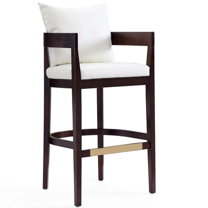 Manhattan Comfort Ritz 38 Beech Wood Barstool - Ivory &amp; Dark Walnut|Tabouret bar Ritz de Manhattan Comfort de 38 po en hêtre - ivoire et noyer foncé