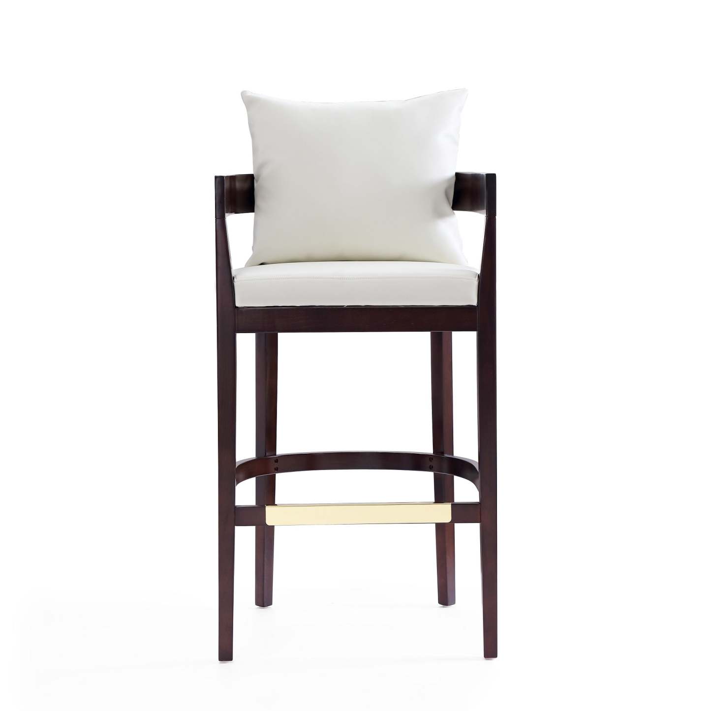 Manhattan Comfort Ritz 38 Beech Wood Barstool - Ivory &amp; Dark Walnut|Tabouret bar Ritz de Manhattan Comfort de 38 po en hêtre - ivoire et noyer foncé