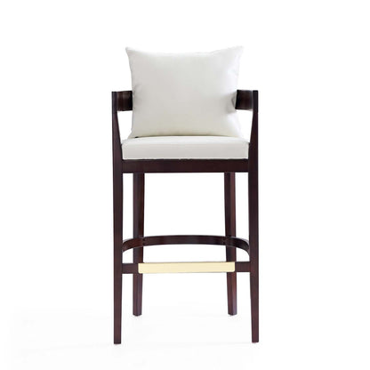 Manhattan Comfort Ritz 38 Beech Wood Barstool - Ivory &amp; Dark Walnut|Tabouret bar Ritz de Manhattan Comfort de 38 po en hêtre - ivoire et noyer foncé