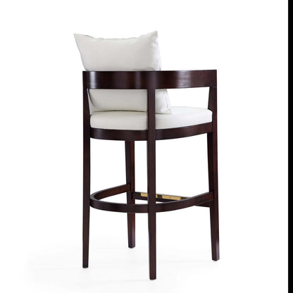 Manhattan Comfort Ritz 38 Beech Wood Barstool - Ivory &amp; Dark Walnut|Tabouret bar Ritz de Manhattan Comfort de 38 po en hêtre - ivoire et noyer foncé