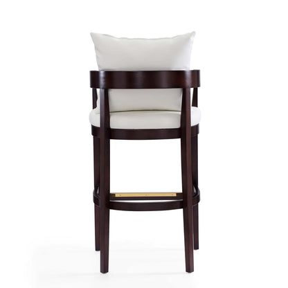 Manhattan Comfort Ritz 38 Beech Wood Barstool - Ivory &amp; Dark Walnut|Tabouret bar Ritz de Manhattan Comfort de 38 po en hêtre - ivoire et noyer foncé