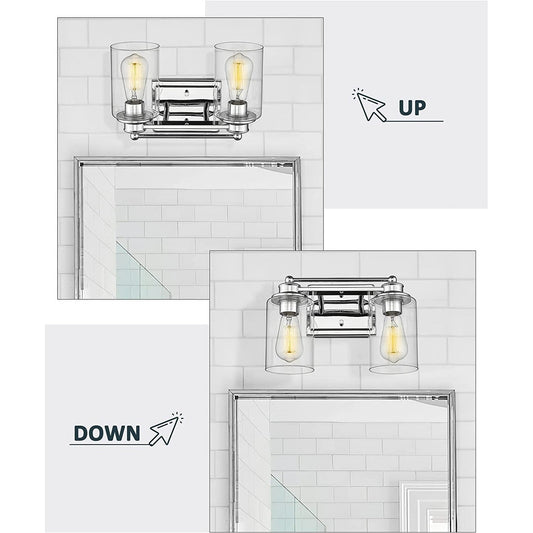 Applique murale pour salle de bain, lampe à placer au-dessus du miroir avec abat-jour en verre transparent