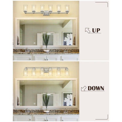 Applique murale pour salle de bain, lampe à placer au-dessus du miroir avec abat-jour en verre transparent