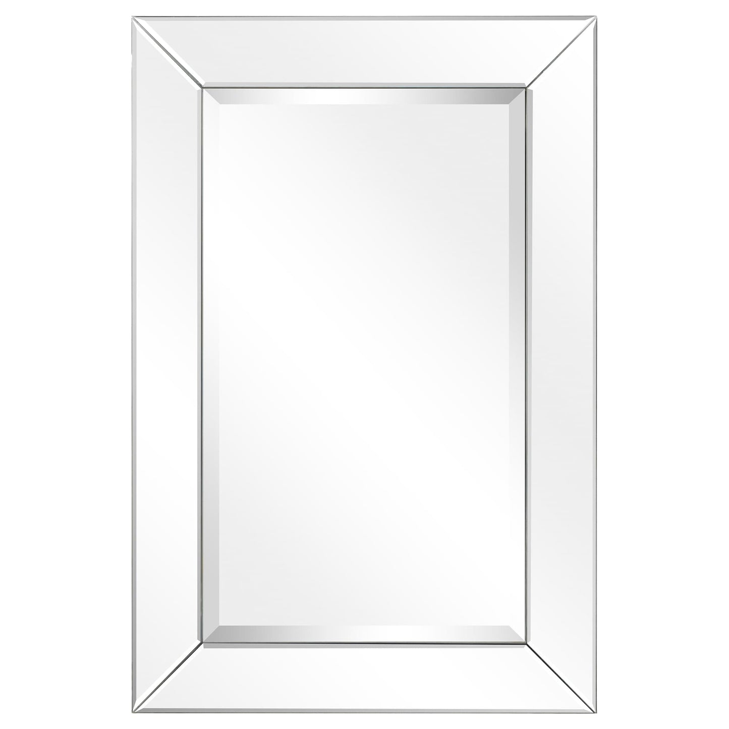 Miroir mural rectangulaire biseauté transparent HD pour salle de bain, coiffeuse, chambre, 3 tailles