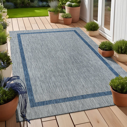 Tapis Beverly Rug moderne à bordures pour intérieur et extérieur, tapis d'extérieur pour patio, terrasse, porche