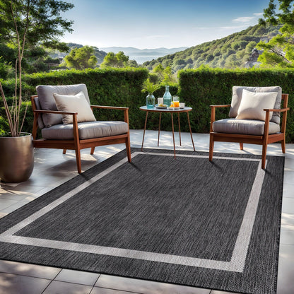 Tapis Beverly Rug moderne à bordures pour intérieur et extérieur, tapis d'extérieur pour patio, terrasse, porche