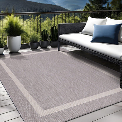 Tapis Beverly Rug moderne à bordures pour intérieur et extérieur, tapis d'extérieur pour patio, terrasse, porche