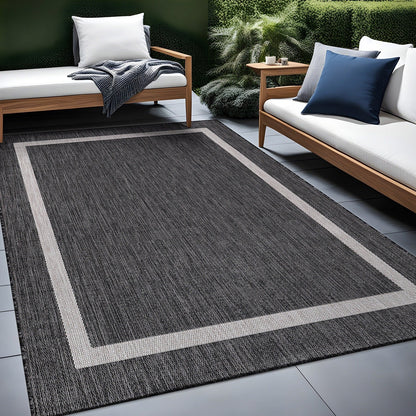 Tapis Beverly Rug moderne à bordures pour intérieur et extérieur, tapis d'extérieur pour patio, terrasse, porche