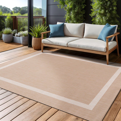 Tapis Beverly Rug moderne à bordures pour intérieur et extérieur, tapis d'extérieur pour patio, terrasse, porche