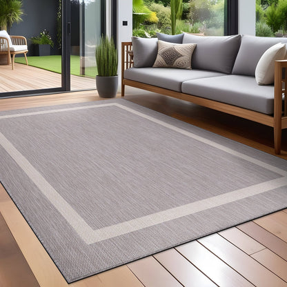 Tapis Beverly Rug moderne à bordures pour intérieur et extérieur, tapis d'extérieur pour patio, terrasse, porche
