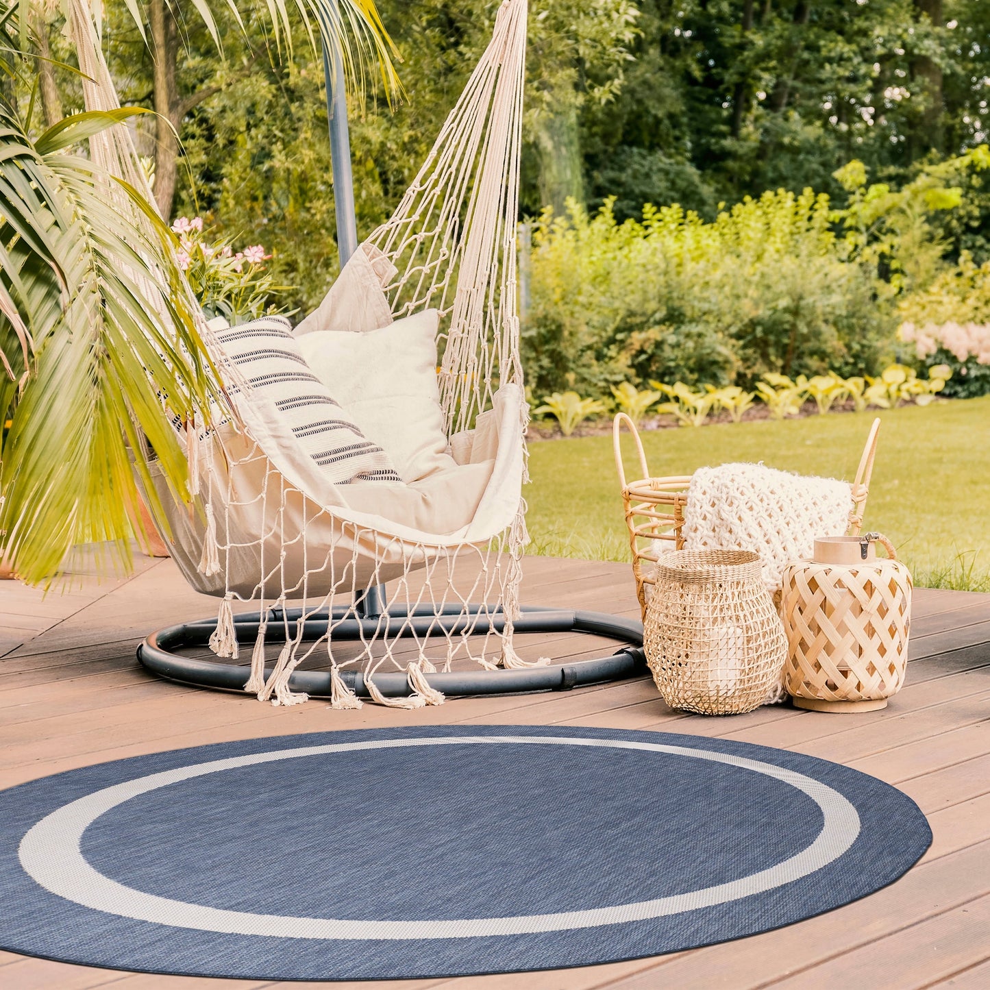 Tapis Beverly Rug moderne à bordures pour intérieur et extérieur, tapis d'extérieur pour patio, terrasse, porche