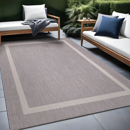 Tapis Beverly Rug moderne à bordures pour intérieur et extérieur, tapis d'extérieur pour patio, terrasse, porche