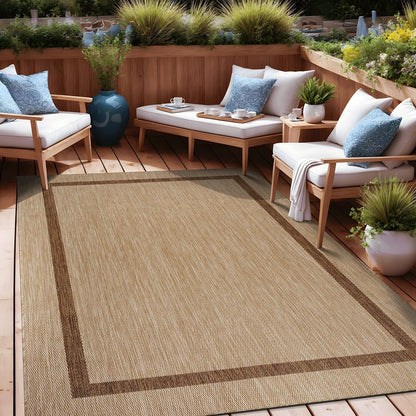 Tapis Beverly Rug moderne à bordures pour intérieur et extérieur, tapis d'extérieur pour patio, terrasse, porche