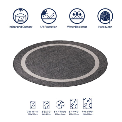 Tapis Beverly Rug moderne à bordures pour intérieur et extérieur, tapis d'extérieur pour patio, terrasse, porche