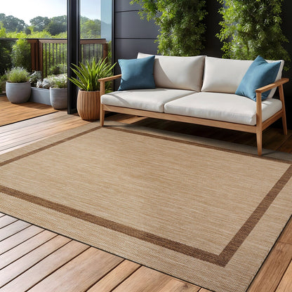Tapis Beverly Rug moderne à bordures pour intérieur et extérieur, tapis d'extérieur pour patio, terrasse, porche