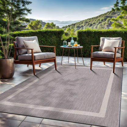 Tapis Beverly Rug moderne à bordures pour intérieur et extérieur, tapis d'extérieur pour patio, terrasse, porche