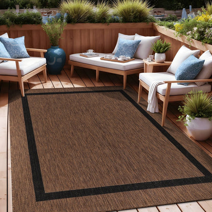 Tapis Beverly Rug moderne à bordures pour intérieur et extérieur, tapis d'extérieur pour patio, terrasse, porche