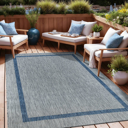 Tapis Beverly Rug moderne à bordures pour intérieur et extérieur, tapis d'extérieur pour patio, terrasse, porche