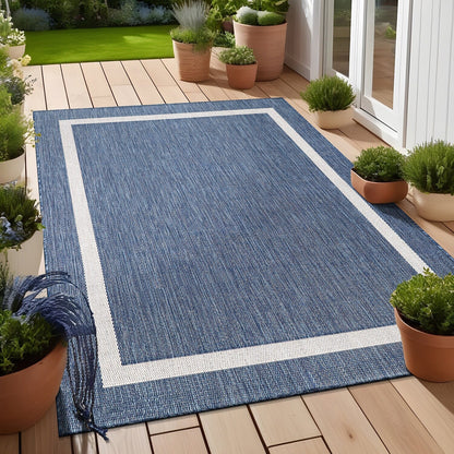 Tapis Beverly Rug moderne à bordures pour intérieur et extérieur, tapis d'extérieur pour patio, terrasse, porche