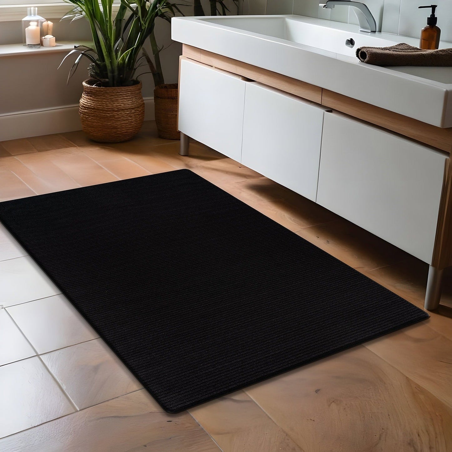 Tapis d'intérieur Beverly Rug uni, antidérapant, dos en caoutchouc, lavable