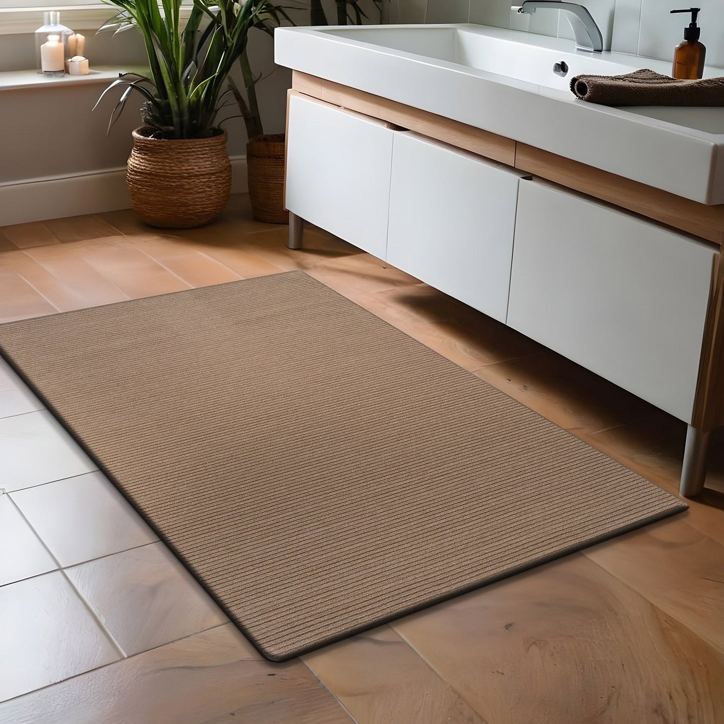 Tapis d'intérieur Beverly Rug uni, antidérapant, dos en caoutchouc, lavable