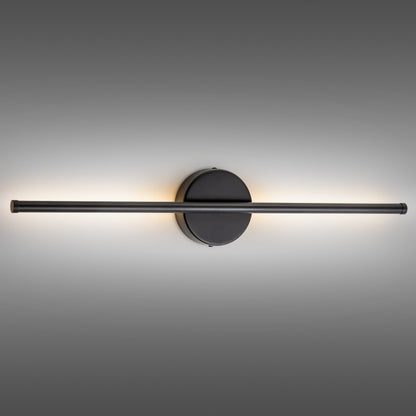 Applique murale LED linéaire moderne à 1 lumière, noire/dorée/nickel, à intensité variable, pour salle de bain.