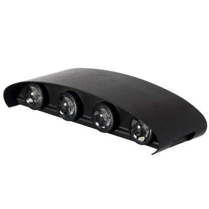 Applique murale décorative contemporaine noire en aluminium étanche pour l'intérieur et l'extérieur, 8 watts, blanc froid 4000K