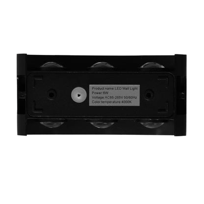 Applique murale décorative contemporaine noire en aluminium étanche pour l'intérieur et l'extérieur, 8 watts, blanc froid 4000K