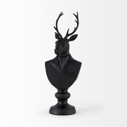 Buste de cerf en résine noire, sculpté - 15 cm (L) x 20 cm (P) x 58 cm (H)