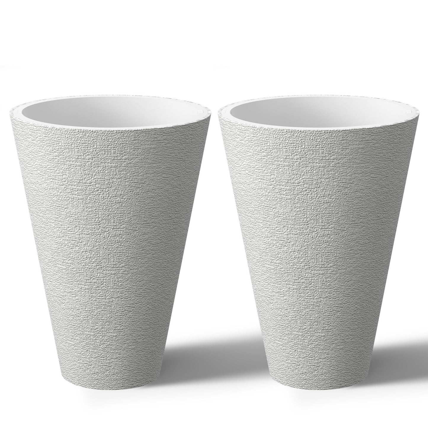 Ensemble de 2 grands pots ronds en plastique noir pour fleurs d'intérieur et d'extérieur