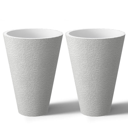 Ensemble de 2 grands pots ronds en plastique noir pour fleurs d'intérieur et d'extérieur