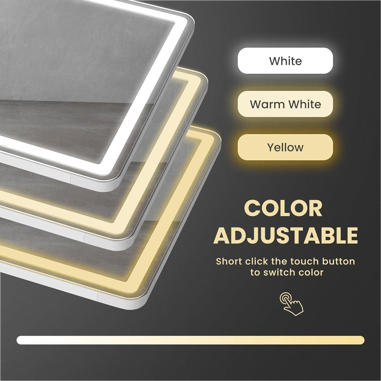 Miroir sur pied avec éclairage LED, miroir pleine longueur 64 x 21 cm avec support, miroir mural, miroir en pied