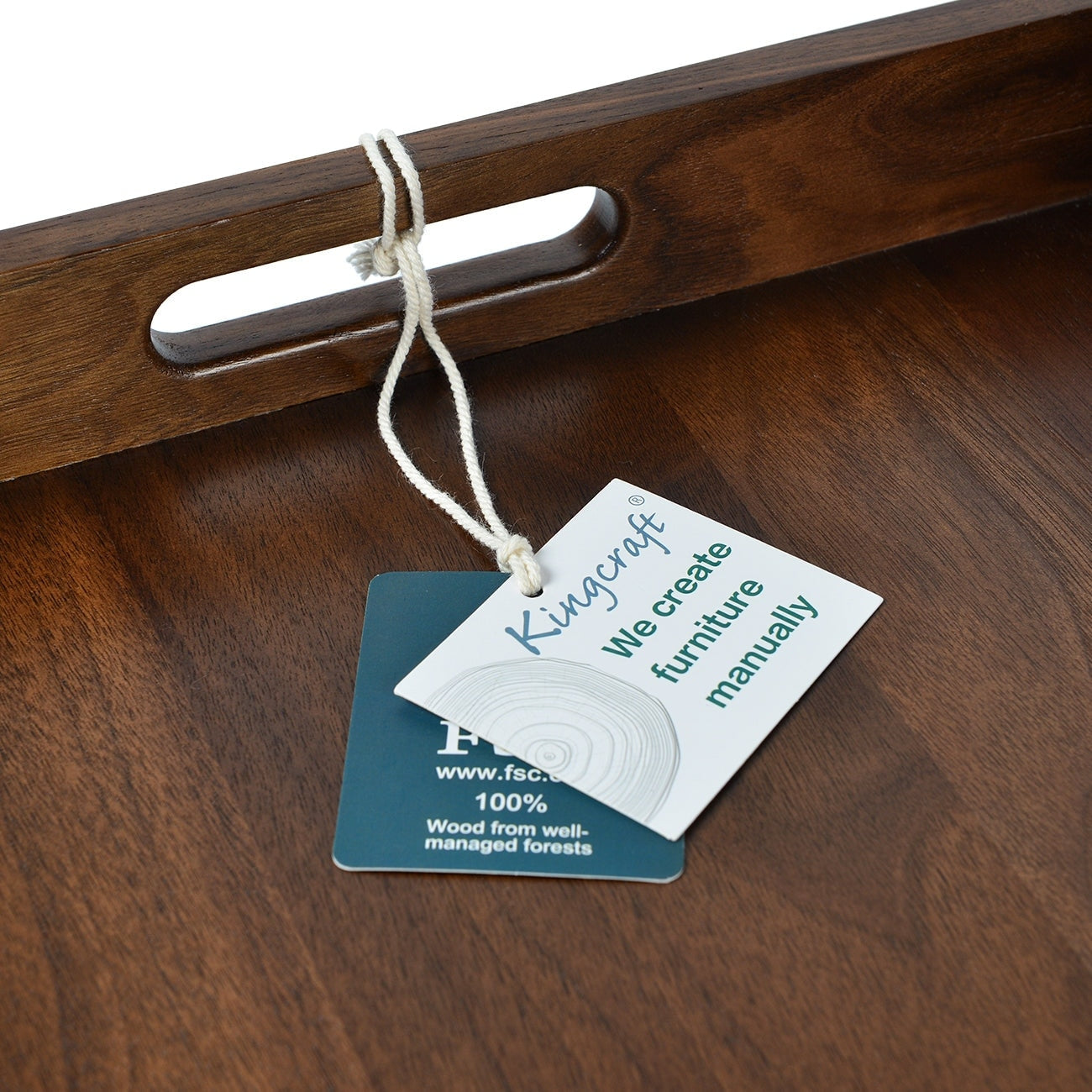 Plateau de service rectangulaire KINWELL en bois de noyer noir, style ottoman