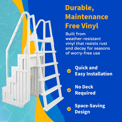 Marchepied de piscine Blue Wave Easy Pool avec échelle extérieure pour piscines hors sol - 82,5 cm L x 142 cm P x 206 cm H