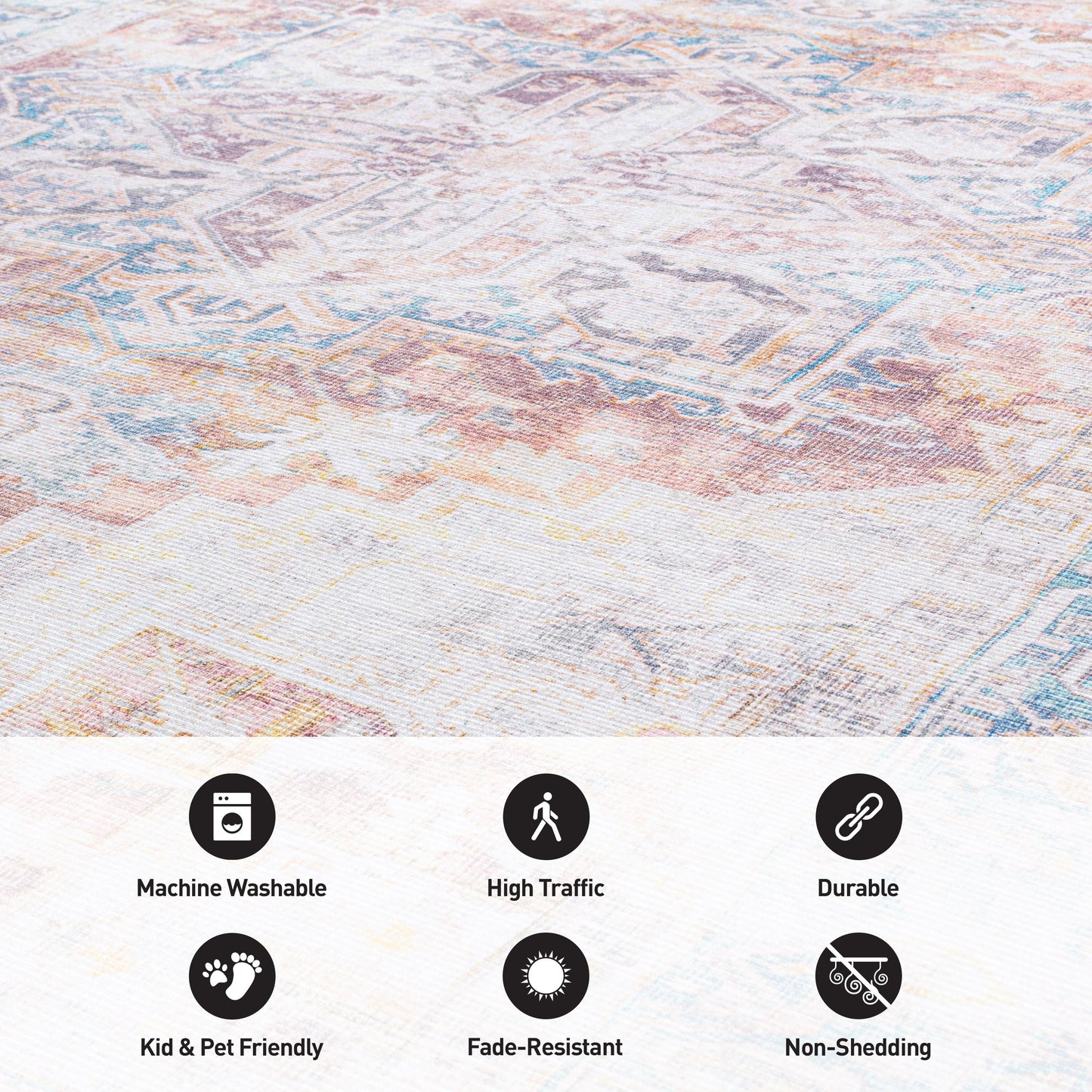 Tapis bohème vieilli lavable en machine