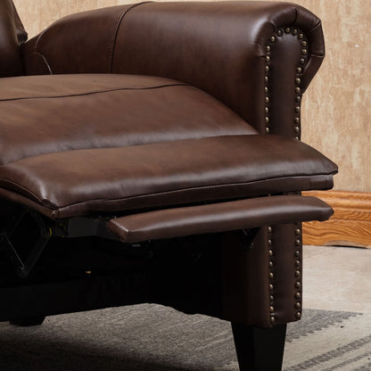 Fauteuil inclinable en cuir véritable avec accoudoirs et dossier confortables
