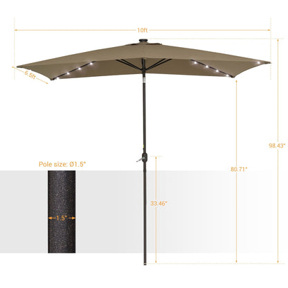 Bonosuki Parasol rectangulaire de terrasse avec éclairage LED, 3 x 2 m, en aluminium/acier, inclinable et à manivelle