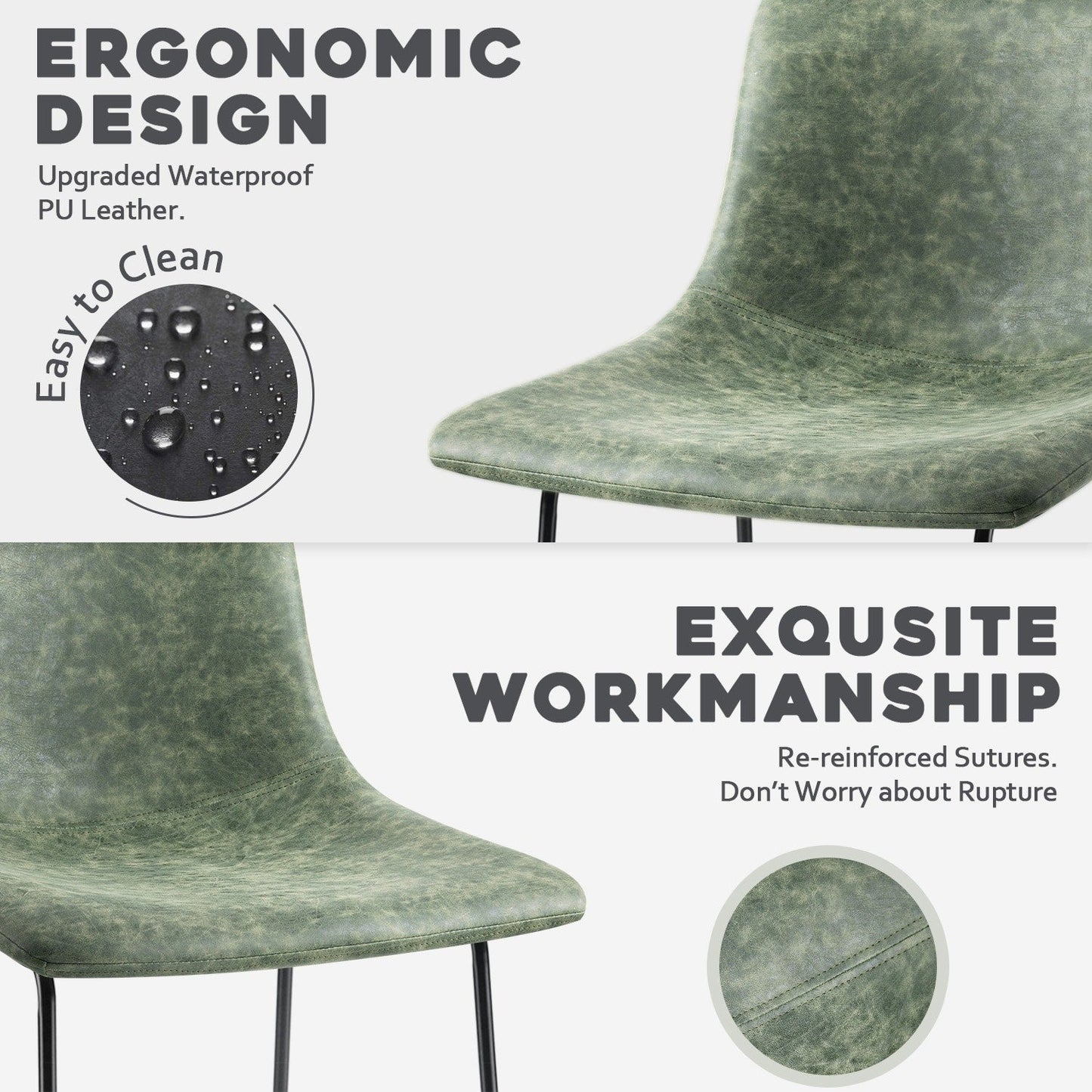 Tabourets de bar Bossin 18/26/30 pouces, tabourets de bar hauteur comptoir avec dossier, tabourets modernes en cuir PU, chaise de salle à manger avec repose-pieds