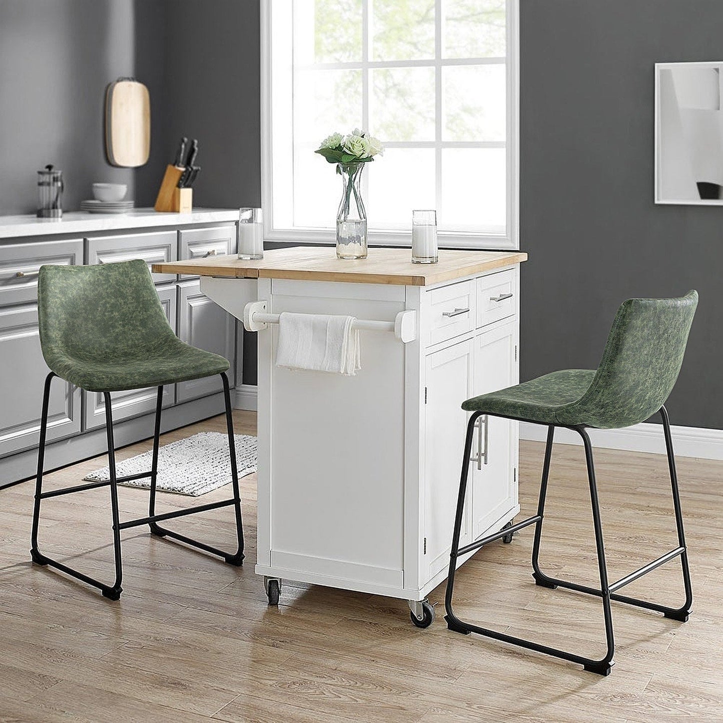 Tabourets de bar Bossin 18/26/30 pouces, tabourets de bar hauteur comptoir avec dossier, tabourets modernes en cuir PU, chaise de salle à manger avec repose-pieds