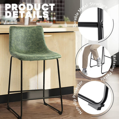 Tabourets de bar Bossin 18/26/30 pouces, tabourets de bar hauteur comptoir avec dossier, tabourets modernes en cuir PU, chaise de salle à manger avec repose-pieds