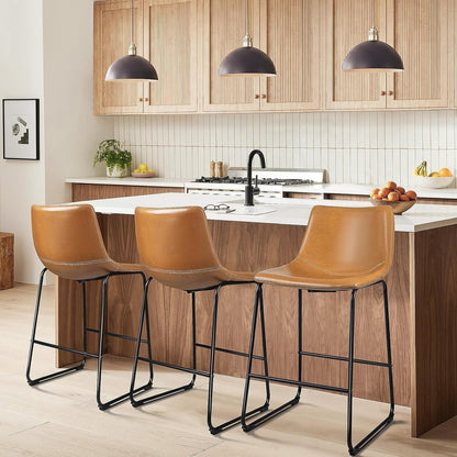 Tabourets de bar Bossin 18/26/30 pouces, tabourets de bar hauteur comptoir avec dossier, tabourets modernes en cuir PU, chaise de salle à manger avec repose-pieds