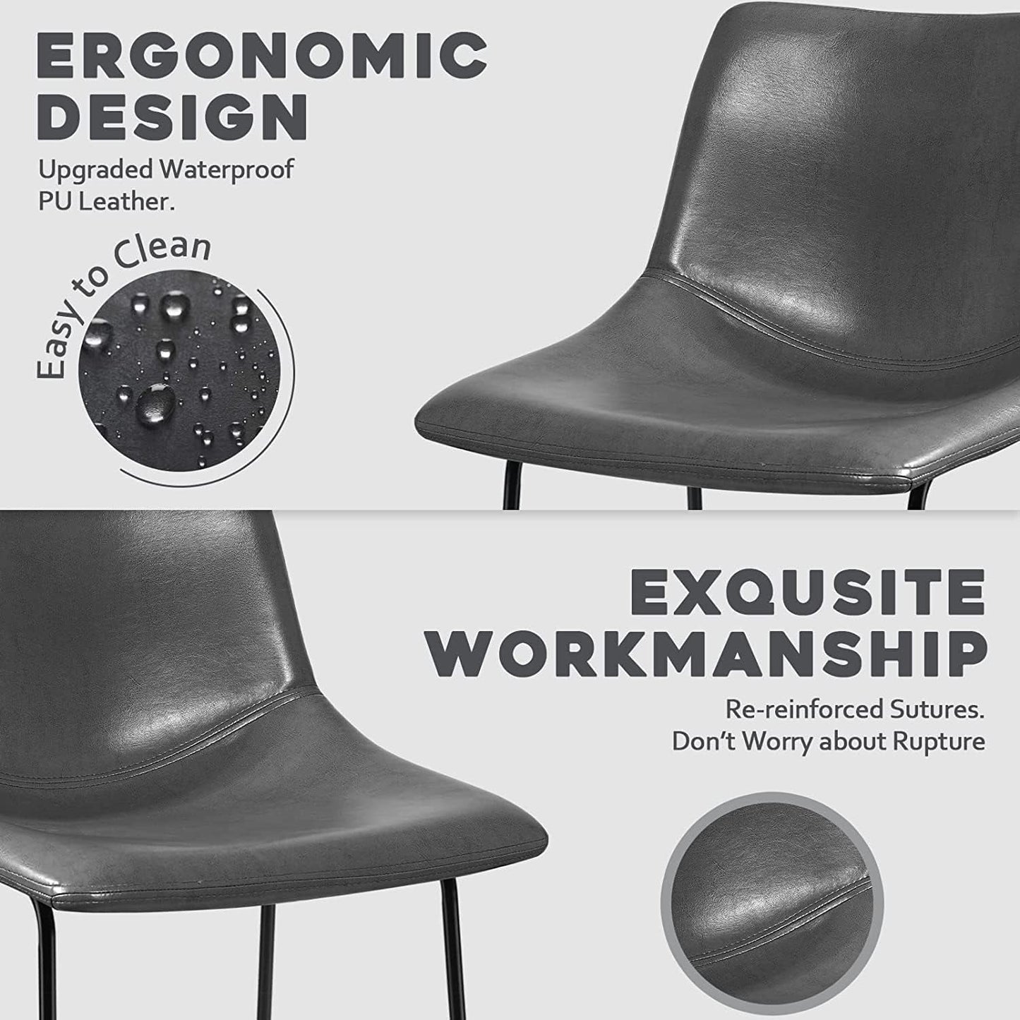 Tabourets de bar Bossin 18/26/30 pouces, tabourets de bar hauteur comptoir avec dossier, tabourets modernes en cuir PU, chaise de salle à manger avec repose-pieds