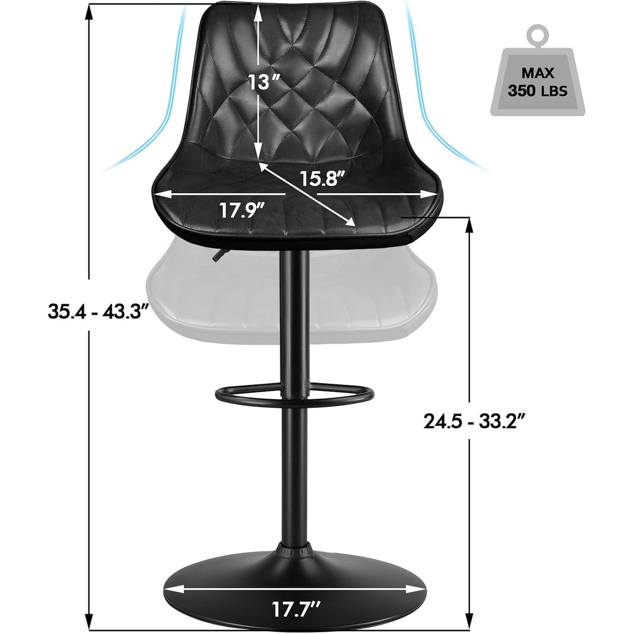 Tabourets de bar pivotants et réglables Bossin avec dossier – Hauteur comptoir