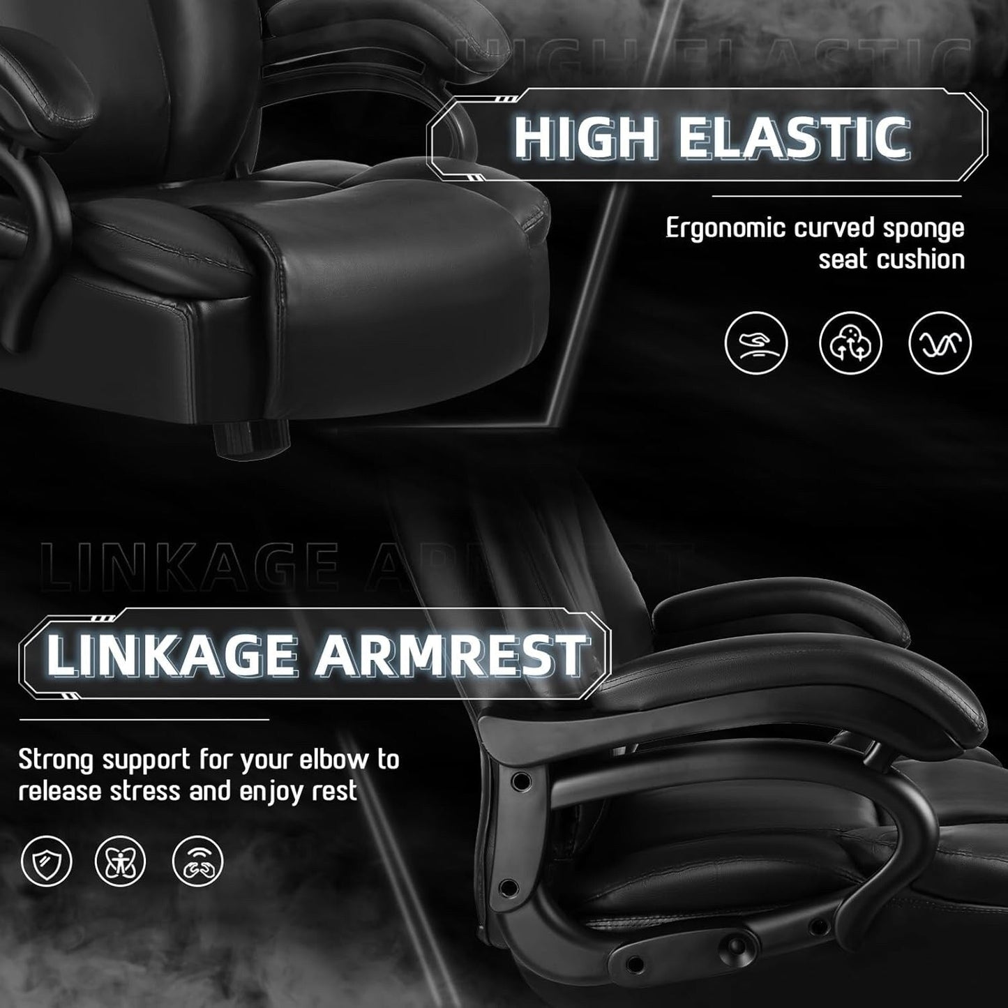 Fauteuil de bureau Bossin pour grandes et moyennes tailles, support lombaire réglable jusqu'à 227 kg, fauteuil ergonomique avec dossier haut en cuir PU pour ordinateur