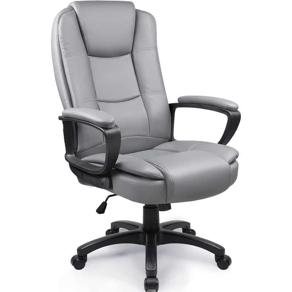 Fauteuil de bureau Bossin pour grandes tailles, dossier haut, fauteuil de direction ergonomique réglable en cuir, capacité 181 kg (400 lbs)