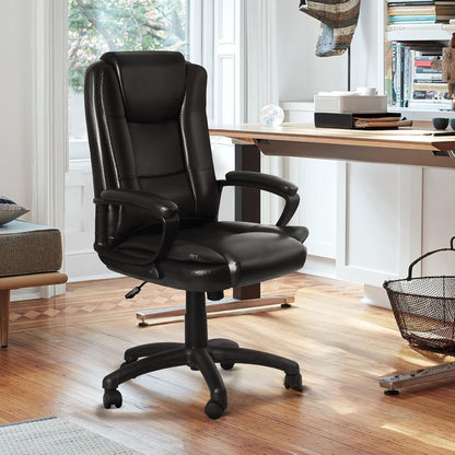 Fauteuil de bureau Bossin pour grandes tailles, dossier haut, fauteuil de direction ergonomique réglable en cuir, capacité 181 kg (400 lbs)